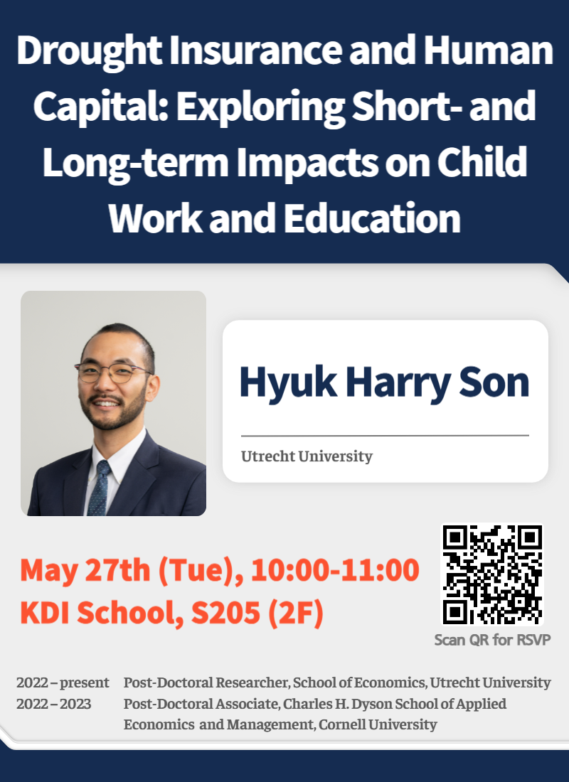Research Seminar by Hyuk Harry Son (Utrecht University) | May 27 @ 10:00 AM