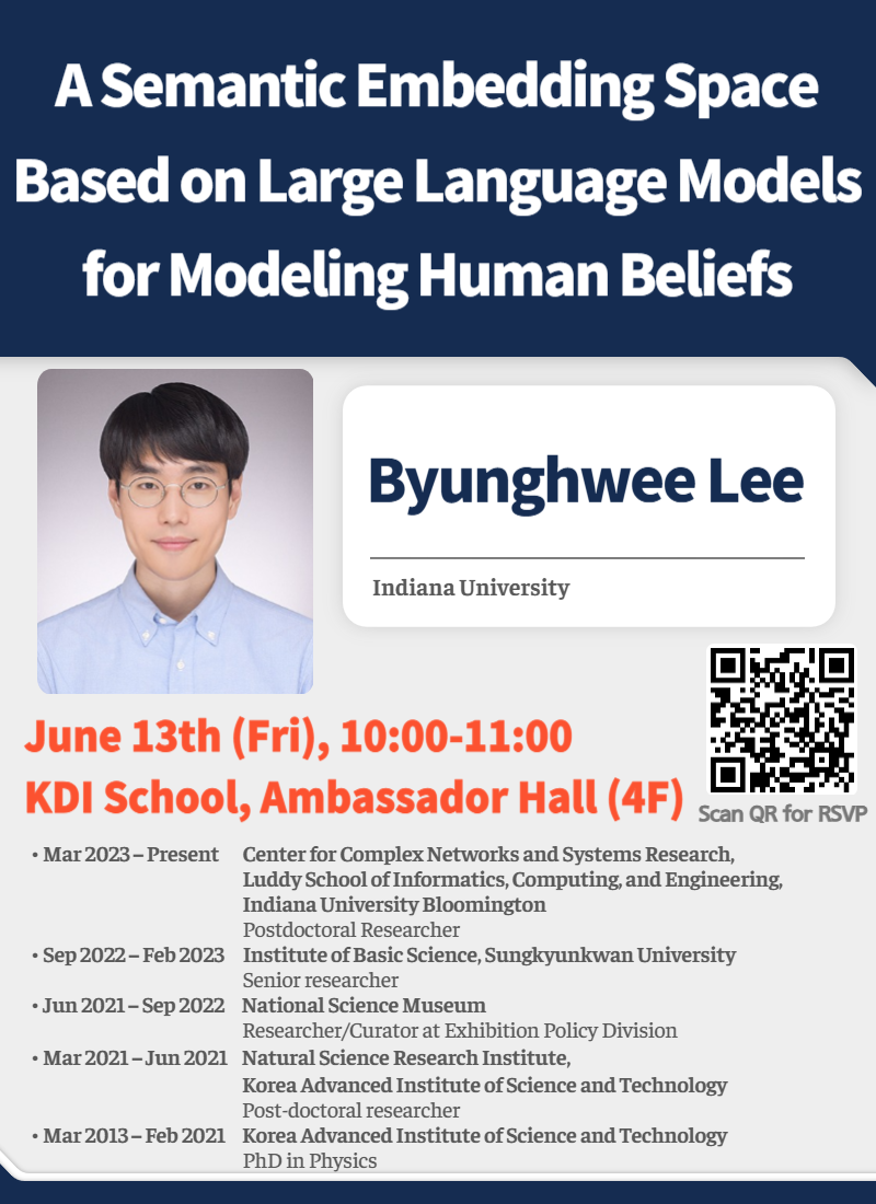 Research Seminar by Byunghwee Lee (Indiana University) | June 13 @ 10:00 AM