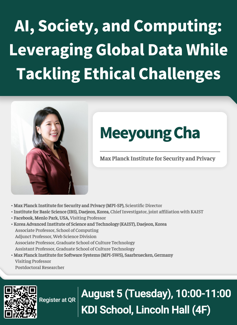 Research Seminar by Meeyoung Cha (MPI-SP) | August 5 @ 10:00