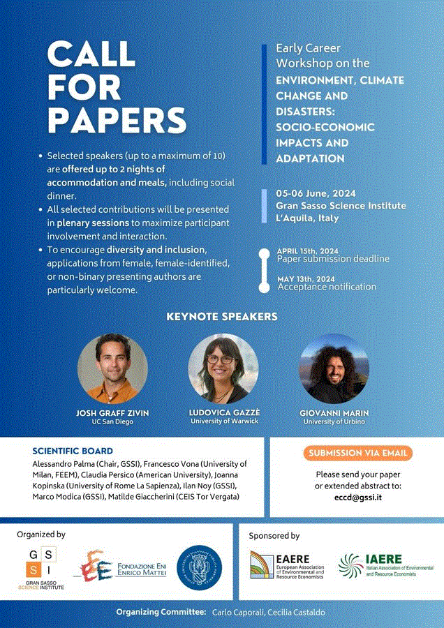 Call for Papers_Early career workshop on the environment, climate change and disaster