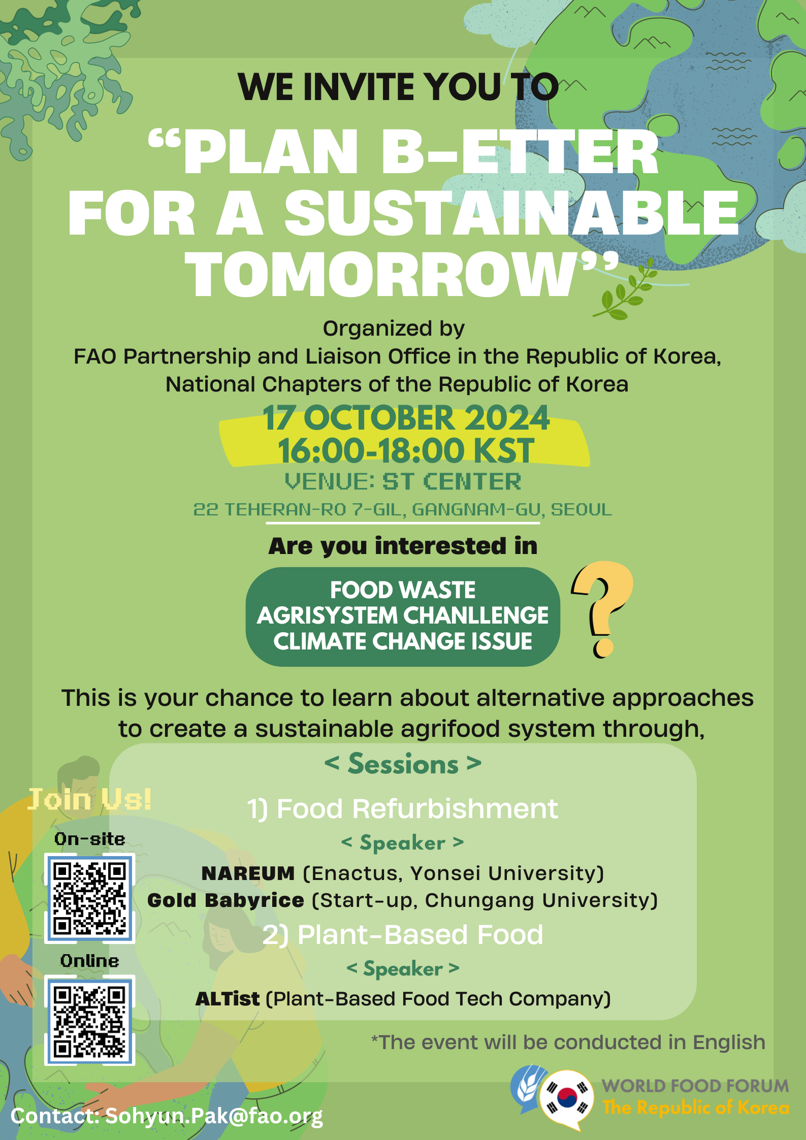 Plan B-etter for a Sustainable Tomorrow: 2024 WFF(World Food Forum) Satellite Event for ROK